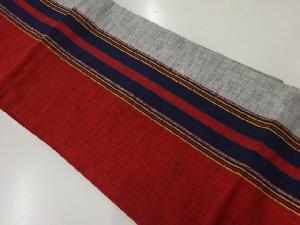 アンティーク　綿紬縞模様織出し全通袋帯（材料）
